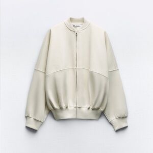Zara like new fleece zip up - oversized fit. Cinches waist and blouson style
